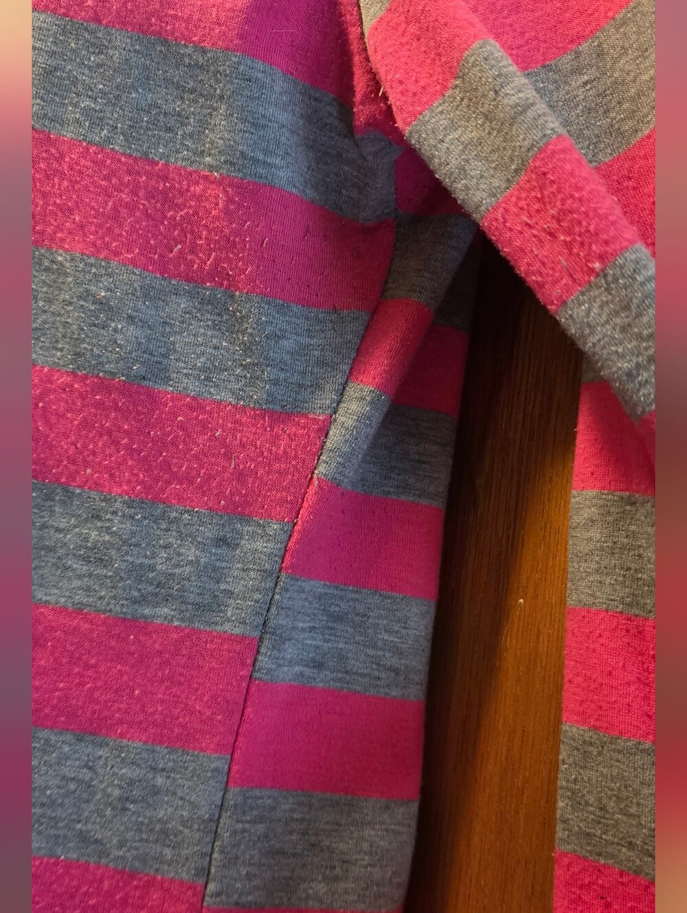 PINK Victoria's Secret Pink & Gray Striped Long-Sleeve Button Henley SzXL - Picture 4 of 10
